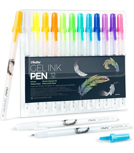 Amazon | Ohuhu ゲルインクボールペン 白ペン ホワイトペン 細字 0.8