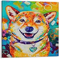 Amazon.co.jp: カラフルな犬の抽象アート犬 柴犬 動物アート