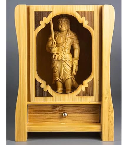 Amazon｜大元帥明王 木彫り仏像 桧木 立像 6面8臂 高さ38CM (Color : 2