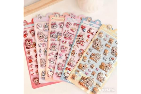 Hanyuan 3dシール 立体シール ぷくぷくぷっくり かわいい 6枚セット 立体 おしゃれ デコシール ごほうび 子供 貼り付け可能 贈り物 手帳 携帯 DIY用 手帳用 貼り付け可能 女の子 No.03