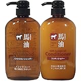 熊野油脂 馬油シャンプー & コンディショナー 保湿成分,高 各600ml