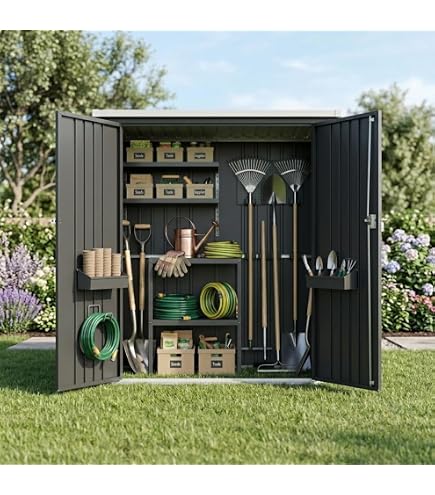 Amazon | 物置 屋外 大型 スチールシェッド | 幅195×奥行150×高180cm