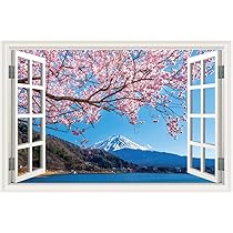 Amazon.co.jp: ウォールステッカー 富士山 桜 さくら 窓枠 日本製 MU3 