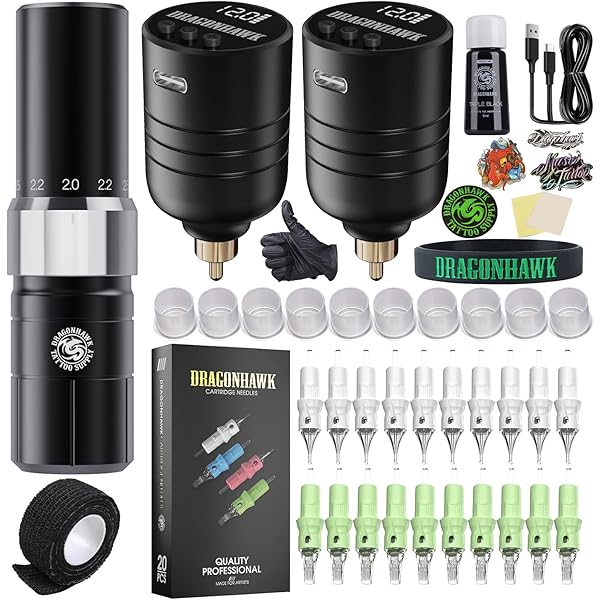 タトゥーマシン ペン型 バッテリー2個付き 4.6mmストローク　激安 Amazon | 【DRAGON-HAWK】ワイヤレス ペン型タトゥーマシーン