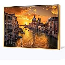 油彩画 ヴェネツィア 運河風景 絵画 額縁付き インテリア アート 匿名発送 881b581bbb5c0d8c6de5abbd877f52