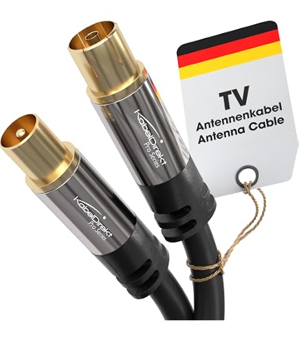 5M TV Aerial Coaxial Cable With Coupler – Gold Plated RF Extension Fly Lead By Comms2Go