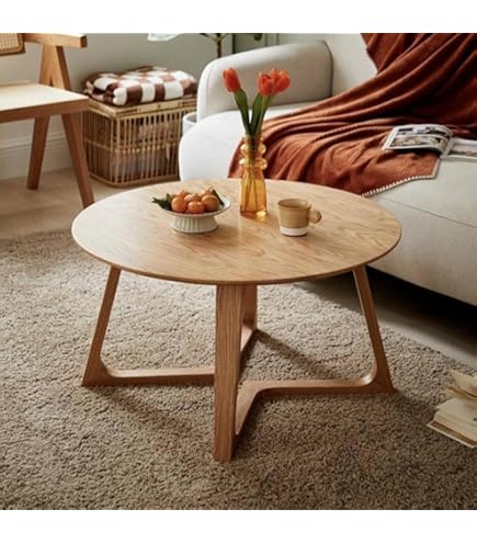 Amazon.co.jp: ローテーブル センターテーブル 100％オーク無垢材 丸式