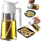 TrendPlain オイルスプレー 料理用 470ml - 2in1 油 スプレー ボトル & ディスペンサー キッチンガジェット エアフライヤー サラダ バーベキュー用 ホワイト