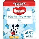 Huggies Thick Baby Wipes 99% Purified Water 432 Count (6 x 72 Pack) - Packaging May Vary