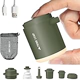 プライムキャンプ エアーポンプ 電動 空気入れ 超軽量 強力170L/分 【６つのノズル＆ライト付】 エアポンプ 1380mAh大容量バッテリー USB充電式 空気抜き インフレーターマット キャンプ 浮き輪