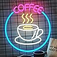 ネオンサイン、コーヒーバーネオンサイン、ネオンウォールデコレーション、LEDサインコーヒーバーデコレーション発光サインビールバークラブウィンドウガラスパーティーコーヒーコーナーデコレーションナイトライト(36×34CM)
