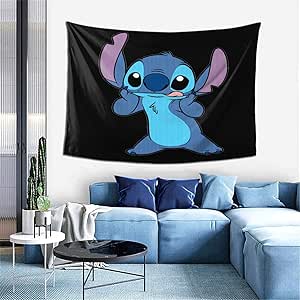 Amazon Co Jp リロ アンド スティッチ 3 ファッションタペストリークロス超クリア3dプリント 部屋の寮の個性化の芸術の壁の布 ライブ背景布 ホーム キッチン