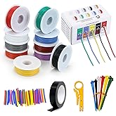 28 AWG Flexible Silicone Wire Electric Wire Hook up Wire Kit, Stranded Tinned Copper Wire Soft, Solid Core Tinned Copper Hook