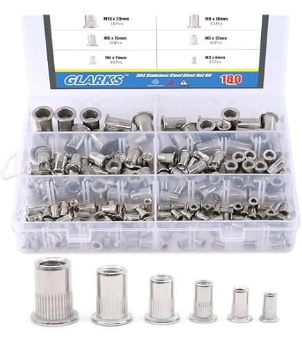 20-Pack Stainless Steel Rivet Nuts (Rivnuts/Nutserts) - M6 X 1.0mm Thread, TSBS610 Model