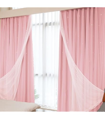 Amazon｜ロマンティックプリンセス 上飾り付きレイヤード遮光カーテン