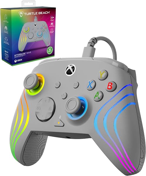 【Amazon.co.jp限定】TURTLE BEACH コントローラー Afterglow Wave グレー 有線 USB Xbox公認 PC/Xbox対応 3ストップ トリガーストップ マッピング可能 背面ボタン RGB チャットミックス 人間工学【メーカー保証2年+代理店保証6ヶ月】 - 1