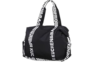 [ケーエルユー] ボストンバッグ レディース 大容量 2way ショルダーバッグ 斜めがけ ナイロン (ブラック)