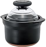 HARIO (ハリオ) フタがガラスのご飯釜 1合専用 萬古焼 炊飯 土鍋 GNN-150B