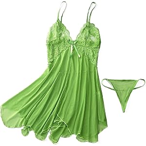 Synlala セクシーランジェリー ベビードール 誘惑下着 シースルー ふわりとした可愛らしいひらひらの前開き V字胸…