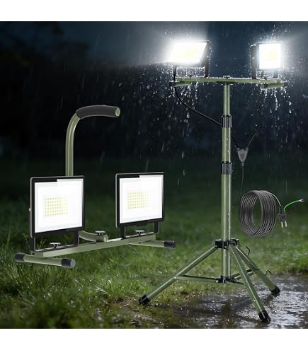 Amazon.co.jp: 投光器 LED 作業灯 200W 21000LM 2灯式 三脚スタンド