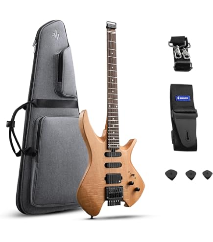 Amazon | ハンドメイドヘッドレスグレーバーストエレクトリックギター
