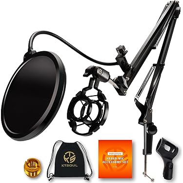 ⬛︎美品⬛︎バラ売り可　コンデンサーマイク、スタンド、フィルター、ケーブルフルセット Amazon | プロフェッショナルコンデンサーマイクセット、サウンド