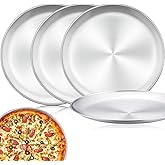 HOTTEY 4 Pcs Pizza Pan, 12 Inch Stainless Steel Pizza Tray, Nonstick Pizza Baking Pan Pizza Tray, Silver