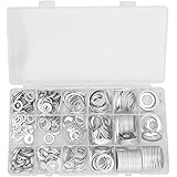 FastUU アルミワッシャーセット、シーリングワッシャー品揃えセットアルミ450PCS、プラスチック製収納ボックス付き、漏れ防止リング用工業用