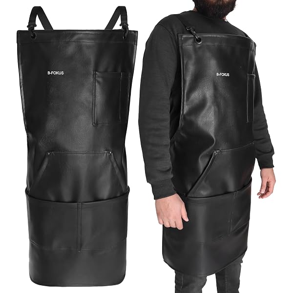 thumbnail image 2 of DarkRabbit 8-Pocket Black Leather Cut Proof Tool Apron Woodworking 2 of 10