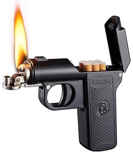 Amazon.co.jp: ターボライター ピストル型 リボルバー シルバー