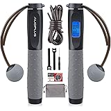 AUOPLUS なわとび トレーニング用 大人用 子供用 学生用 デジタルカウンター付き ベアリング/重り付き デュアルセンサー付き 長さ調整可能 フィットネス エクササイズ シェイプアップ ダイエット エア縄跳び ジャンプロープ 室内用 縄跳び