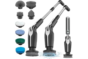 Leebein Leebein Electric Spin Scrubber, Electric Scrubber with 4 Adjustable Angles and 8 Brush Heads, Shower Scrubber with Long Handle & Remote Control, Cleaning Brush for Bathroom, Tub, Floor, Tile