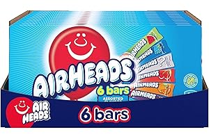 Airheads Candy, Assorted Fruit Flavors, Movie Theater Box, Individually Wrapped Full Size Bars, Non-Melting, 6 Bars per Box, 12 Theater Boxes