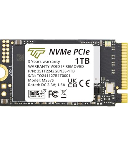 Transcend M.2 NVMe SSD 2TB 2242 PCIe Gen4x4 Max Read: 5,000MB/s