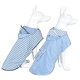 MAMORE 犬用レインコート、リバーシブル 防水 フード付き 反射 格子裏地 ダブル生地 犬のレインジャケット 小型犬 中型犬 大型犬用