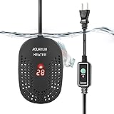 FEDOUR 25W/50W/100Wミニ水槽用ヒーター、デジタル温度表示と外部設定ボタン付きの可調節水槽ヒーター、金魚/メダカ/亀用ヒーター、120L以下の水槽適用