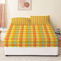 Amazon｜WJYMJJ ボックスシーツ シングル100×200cm 黄色の