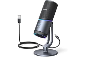 UGREEN Condenser Microphone for PC, USB Mic with RGB Lights, Mute Button, 24bit/96kHz, Cardioid Polar Pattern, Volume Control, for Streaming, Gaming, Podcasting, Recording, Laptop, PS5