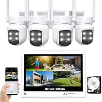 Amazon.co.jp: YESKAMOO 5MP 自動追尾 4台ワイヤレス防犯カメラセット