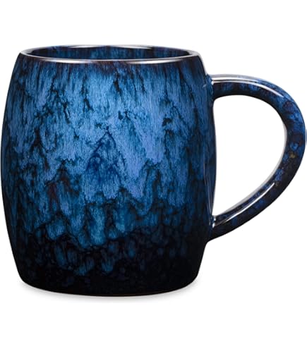 LINVIA Ceramic Coffee Mug, 12 Oz Small Novelty Unique Teacup With Handle, Stoneware Cup For Tea Mocha Latte Cappuccino (Set Of 2, Ivy And Leaf - View #5