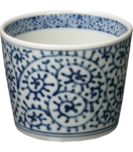 青色 幾何学模様 陶器 ぐい飲み蕎麦猪口 青色 幾何学模様 陶器 ぐい飲み蕎麦猪口