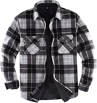 Men's Warm Sherpa Lined Fleece Plaid 