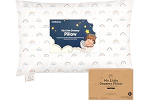 KeaBabies Toddler Pillow with Pillowcase, Jumbo 14X20 - Soft Organic Cotton Toddler Pillows for Sleeping - Machine Washable - Perfect for Travel, Toddler Bed Set (Jolly Rainbow)