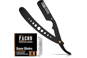 100 BLADES + Facón Professional Classic Straight Edge Barber Razor - Salon Quality Cut Throat Shavette