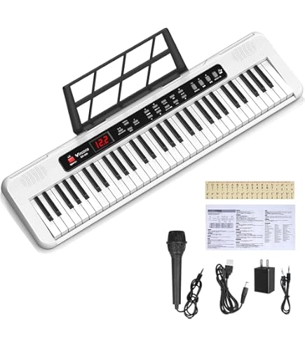 Amazon | RiZKiZ 電子キーボード 電子ピアノ 61鍵盤 シンセサイザー 