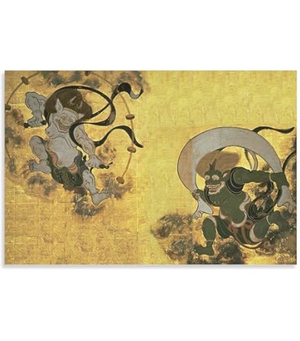 Amazon.co.jp: 尾形光琳 風神雷神図屏風 雷神 A3(297㎜×420㎜）アート