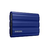 Samsung T7 シールド ポータブル SSD 1TB - USB 3.2 Gen.2 外付けSSD ブルー (MU-PE1T0R/EU)。