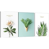 Amazon.co.jp: アートパネル 3枚 北欧 シンプル 緑 植物 装飾画