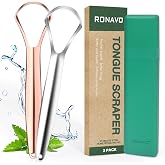 RONAVO 舌ブラシ【ダブルカラーで使い分け可能】舌クリーナー(ステンレス製) 舌磨き｜舌苔 除去｜ やさしく衛生的口臭ケア｜携帯用 収納ケース付属 2本