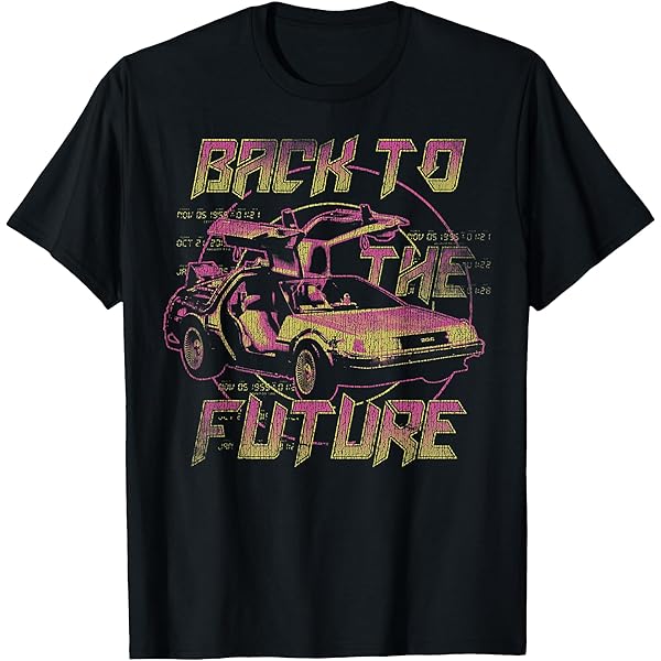 【新品】日本限定 SIMPLE PLAN デロリアン グラフィックTシャツ Amazon | Back To The Future ネオンフェードデロリアン Tシャツ